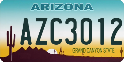 AZ license plate AZC3012
