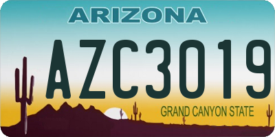 AZ license plate AZC3019