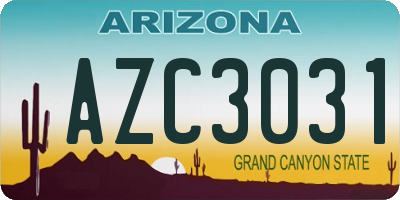 AZ license plate AZC3031