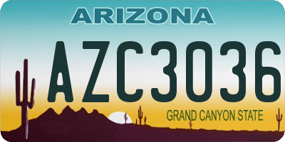 AZ license plate AZC3036