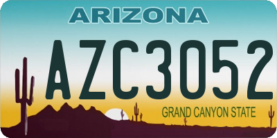 AZ license plate AZC3052