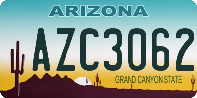 AZ license plate AZC3062
