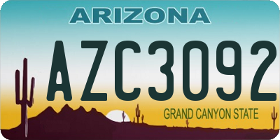 AZ license plate AZC3092