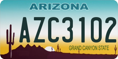 AZ license plate AZC3102