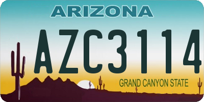 AZ license plate AZC3114