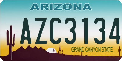 AZ license plate AZC3134