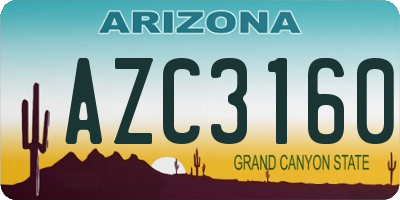 AZ license plate AZC3160