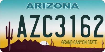 AZ license plate AZC3162