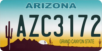 AZ license plate AZC3172