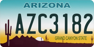 AZ license plate AZC3182