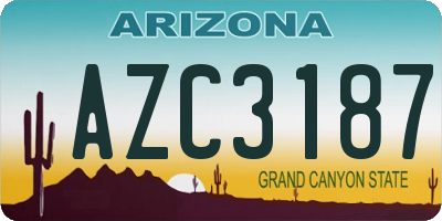 AZ license plate AZC3187