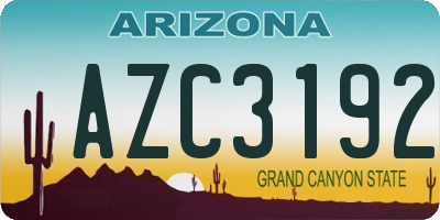AZ license plate AZC3192
