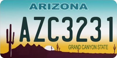 AZ license plate AZC3231