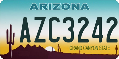 AZ license plate AZC3242