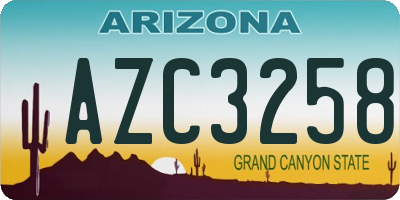 AZ license plate AZC3258