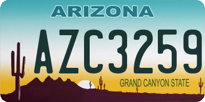 AZ license plate AZC3259