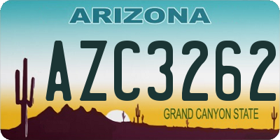 AZ license plate AZC3262