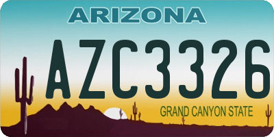 AZ license plate AZC3326