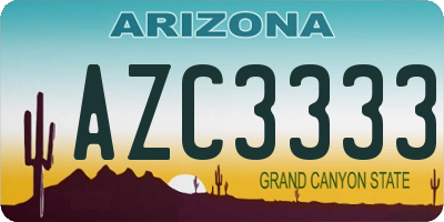 AZ license plate AZC3333