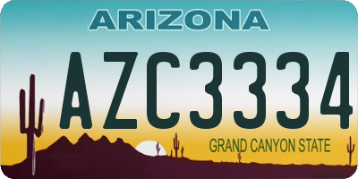 AZ license plate AZC3334