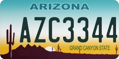 AZ license plate AZC3344