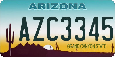 AZ license plate AZC3345