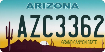 AZ license plate AZC3362