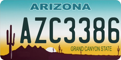 AZ license plate AZC3386