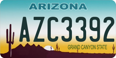 AZ license plate AZC3392