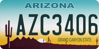 AZ license plate AZC3406