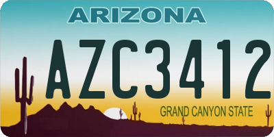AZ license plate AZC3412