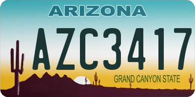 AZ license plate AZC3417