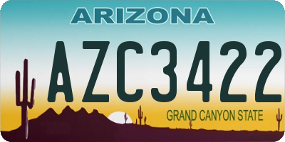 AZ license plate AZC3422