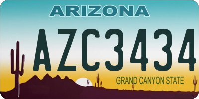 AZ license plate AZC3434