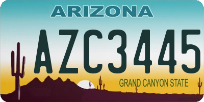 AZ license plate AZC3445