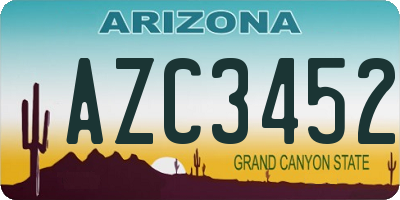 AZ license plate AZC3452