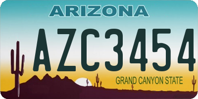 AZ license plate AZC3454