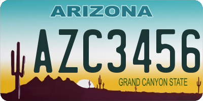 AZ license plate AZC3456