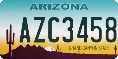 AZ license plate AZC3458
