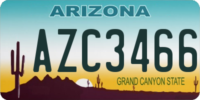 AZ license plate AZC3466