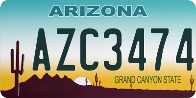 AZ license plate AZC3474