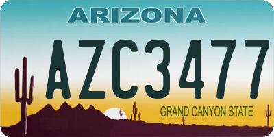 AZ license plate AZC3477