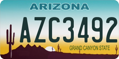 AZ license plate AZC3492