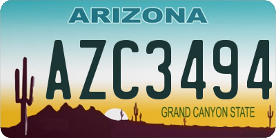 AZ license plate AZC3494