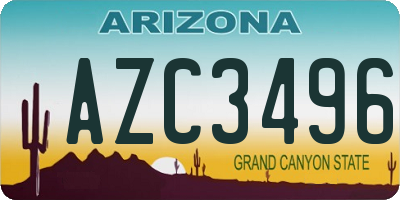 AZ license plate AZC3496