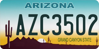 AZ license plate AZC3502