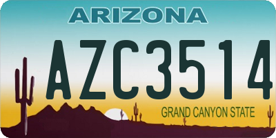 AZ license plate AZC3514