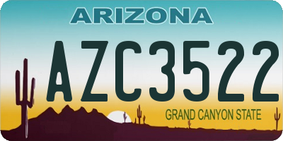 AZ license plate AZC3522