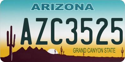 AZ license plate AZC3525