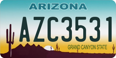 AZ license plate AZC3531